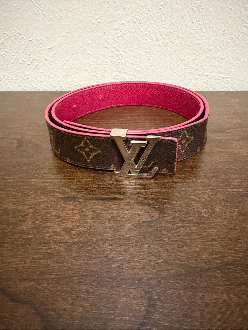 Louis Vuitton Monogram Belt with Pink Interior and LV Buckle